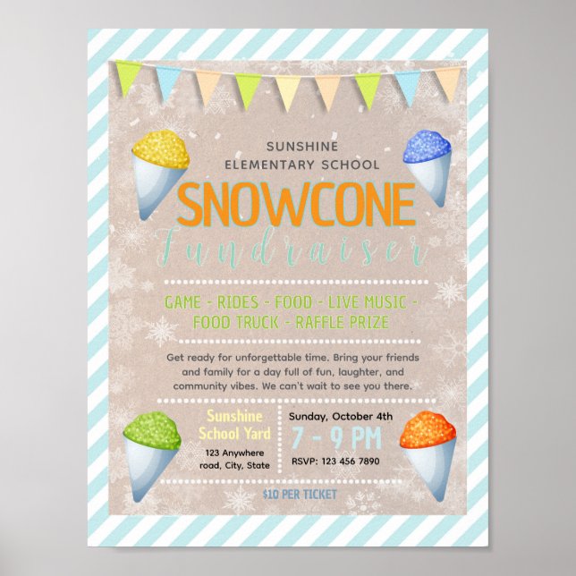 Redigerbar snökon fundraiser flyer poster (Framsidan)