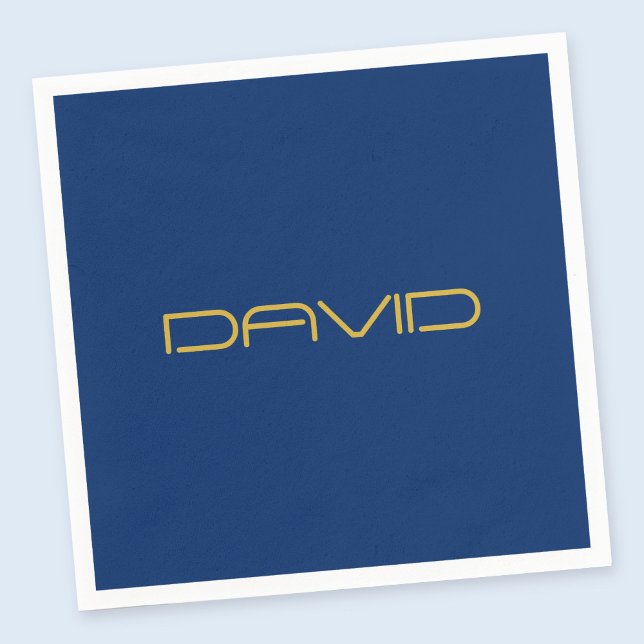 Redigerbar Snyggt | Guld och marinblått Pappersservett (Skapare uppladdad)