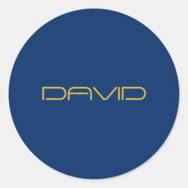 Redigerbar Snyggt | Guld och marinblått Runt Klistermärke