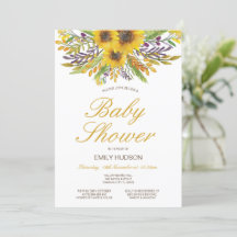 Redigerbar solros baby shower inbjudan, fest
