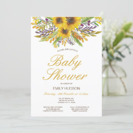 Redigerbar solros baby shower inbjudan, fest inbjudningar