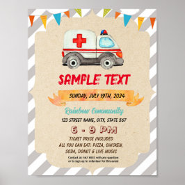 Redigerbar söt ambulans tema flygblad poster