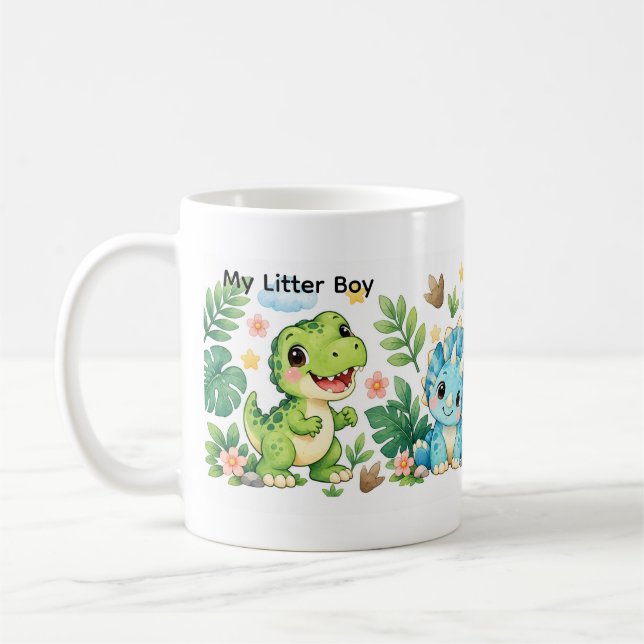 Redigerbar söt Kawaii Dinosaurie Mugg (Vänster)