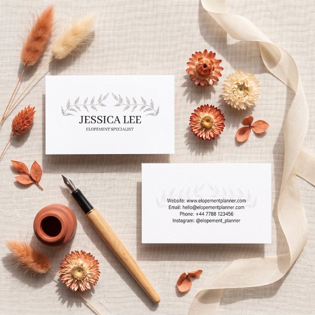 Redigerbar Specialist för Elopement Minimalist Visitkort (Skapare uppladdad)
