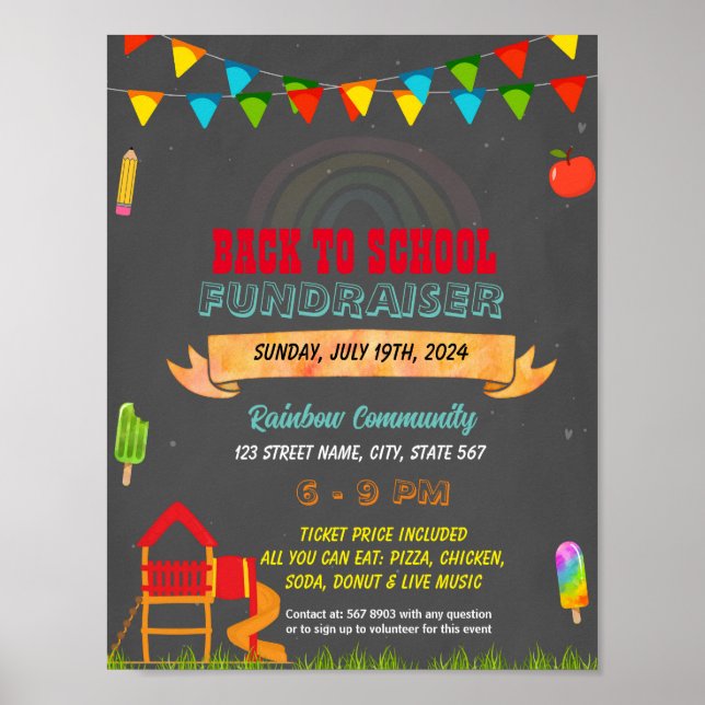 Redigerbar spelmarkflygare för back to school poster (Framsidan)