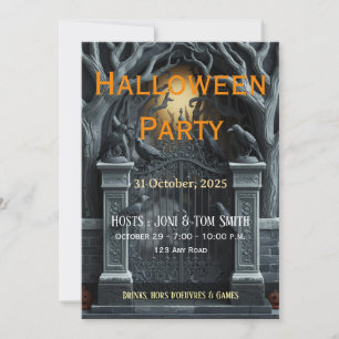 Redigerbar spöklik Halloween-inbjudan med järngrin Inbjudningar