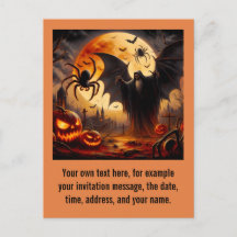 Redigerbar spöklik Halloween-inbjudan postkort