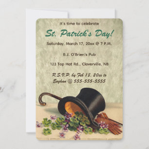 Redigerbar St Patricks Day-inbjudan med toppmössa, Inbjudningar