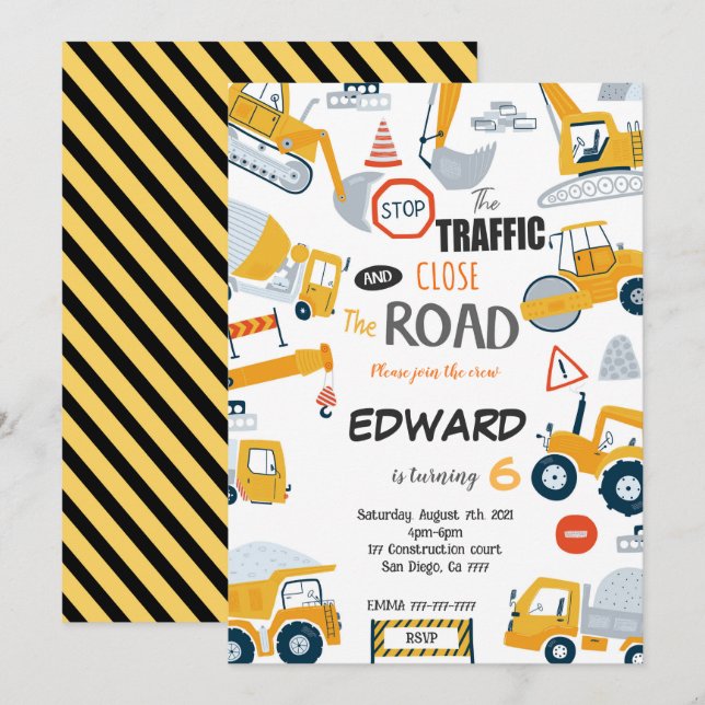 Redigerbar stäng inbjudan om vägbyggen (Fram/baksida)