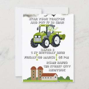 Redigerbar Starta din traktor 1-årsdag Animerad  Vykort