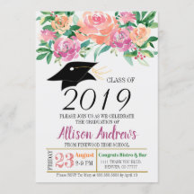 Redigerbar studenteninbjudan - blommigt