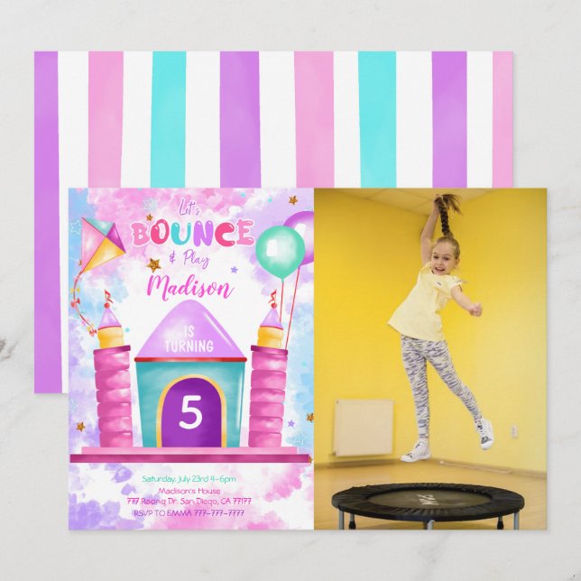 Redigerbar studs fotofestkort inbjudningar (Fram/baksida)