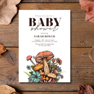Redigerbar Svamp Baby Shower, Boho Baby Shower Inbjudningar