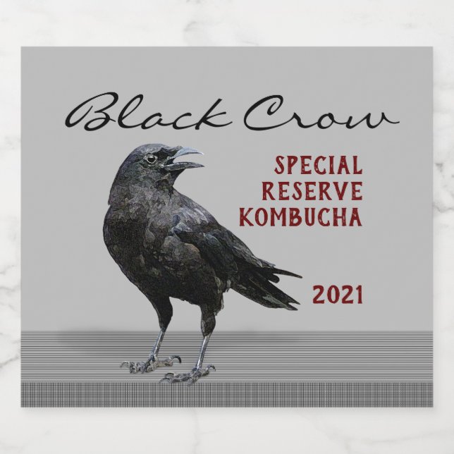 Redigerbar svart Kråka, genomskinlig Ölflaska Etikett (Singel etikett)