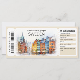 Redigerbar Sverige Flygplan biljett, Sverige Resa Inbjudningar