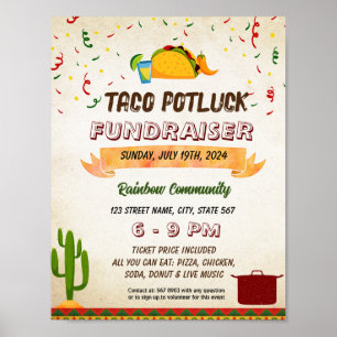Redigerbar tako-potluck-flygare poster
