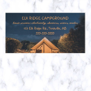 Redigerbar Tält Campground Visitkort