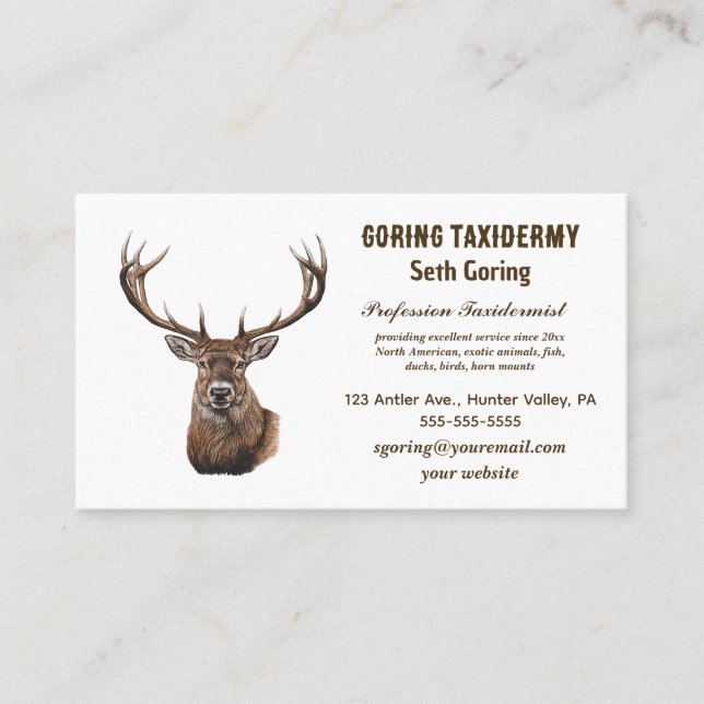 Redigerbar Taxidermist Visitkort (Framsida)