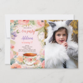 Redigerbar tea Party Födelsedagsfest Photo Inbjudningar