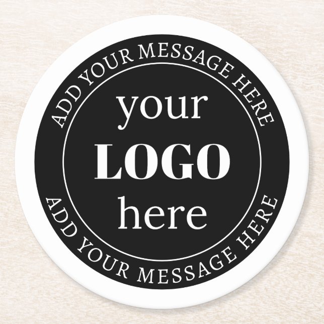 Redigerbar text & din logotyp eller annan design  underlägg papper rund (Framsidan)