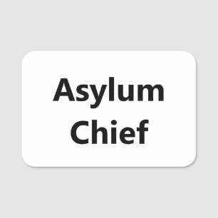 Redigerbar text för asylchef Namn bricka Namnbricka