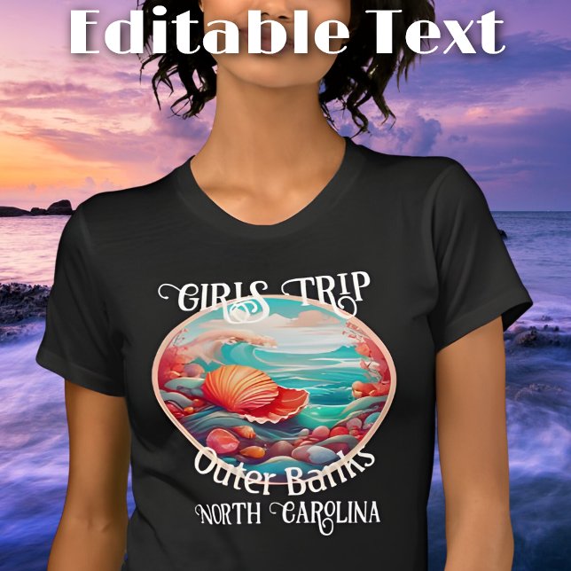 Redigerbar text för Girls Resa Outer Banker T Shirt (Skapare uppladdad)