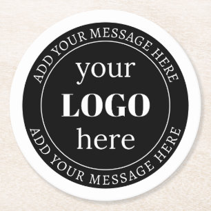 Redigerbar text och Logotyp eller annan design Underlägg Papper Rund
