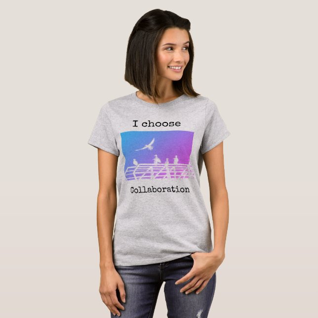 Redigerbar text Söta måsar Konsttryck Fram- och ba T Shirt (Hel framsida)