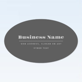 Redigerbar textmall för återmodern text | Mörk Grå Ovalt Klistermärke