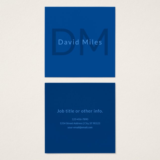 Redigerbar textmall för Monogrammed Namn etc. Fyrkantigt Visitkort (Framsida & baksida)