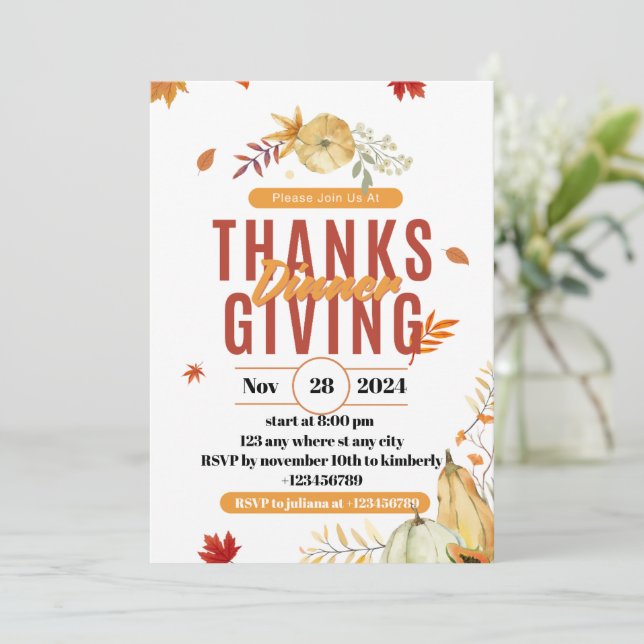 redigerbar Thanksgiving - middagsinbjudan, tack Inbjudningar (Stående Fram)