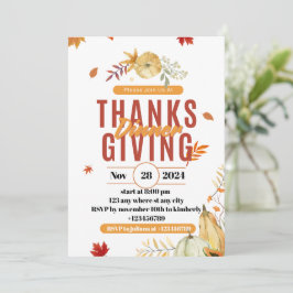 redigerbar Thanksgiving - middagsinbjudan, tack Inbjudningar