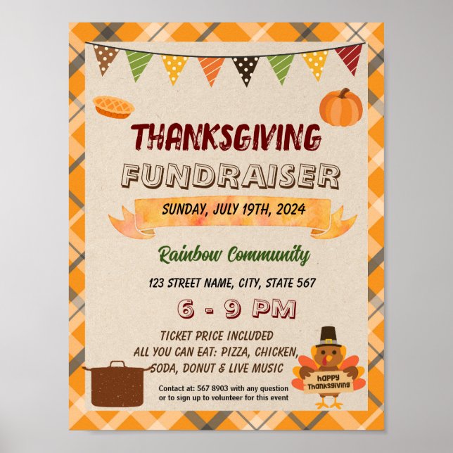 Redigerbar Thanksgiving-potluck-flygare Poster (Framsidan)