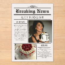 Redigerbar tidningsfödelsedagsinbjudan 