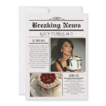 Redigerbar tidningsfödelsedagsinbjudan 