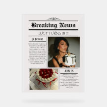 Redigerbar tidningsfödelsedagsinbjudan mall 