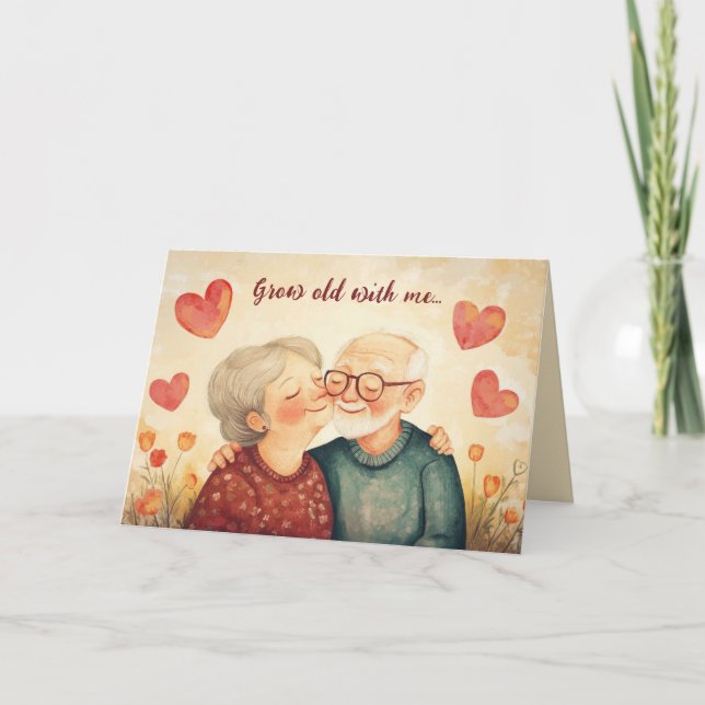 Redigerbar tillväxt gammal med mig Valentines day Kort (Framsida)