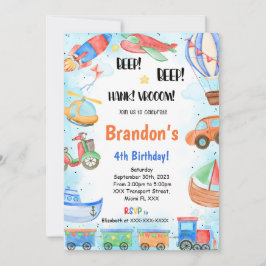 Redigerbar Transport-Födelsedagsfest Inbjudningar