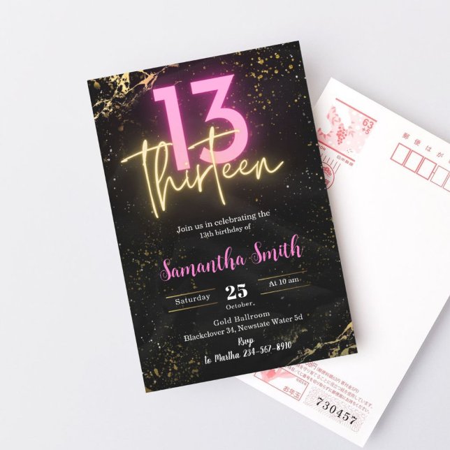 Redigerbar trettonårs födelsedagsinbjudan inbjudningar (Editable Thirteen Birthday Party Invitation)