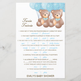 Redigerbar Tvilling Baby Trivia Baby Shower med Sv