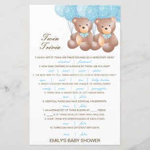 Redigerbar Tvilling Baby Trivia Baby Shower med Sv