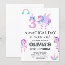 Redigerbar Unicorn-Födelsedagsfest Inbjudningar