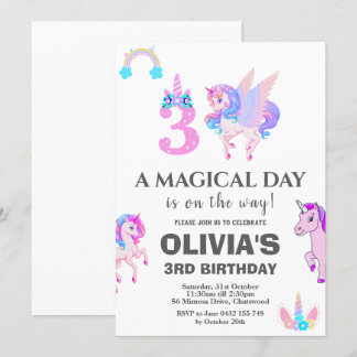 Redigerbar Unicorn-Födelsedagsfest Inbjudningar