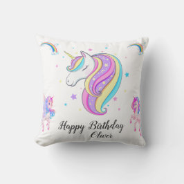 Redigerbar Unicorn-Födelsedagsfest Kudde