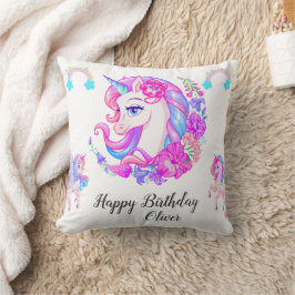 Redigerbar Unicorn-Födelsedagsfest Kudde