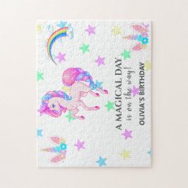 Redigerbar Unicorn-Födelsedagsfest Pussel
