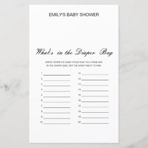 Redigerbar Vad finns i blöjbagen Baby Shower Lek