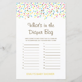 Redigerbar Vad finns i blöjbagen Bebis shower spel