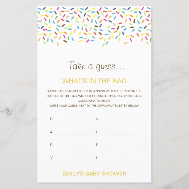 Redigerbar Vad finns i påsen Baby Shower Lek (Framsida)