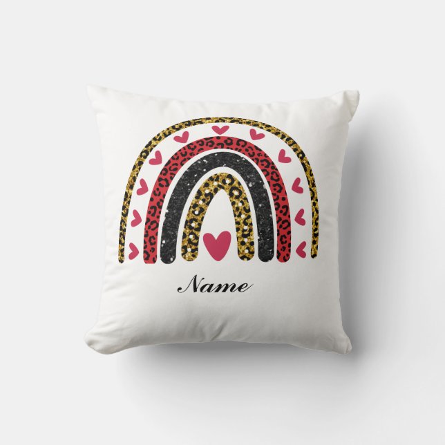Redigerbar Valentine Pillow: Kärlek Rainbow för Kudde (Framsida)